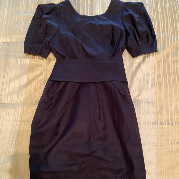 Navy Blue Puffer Mini Dress - Picture 3 of 4